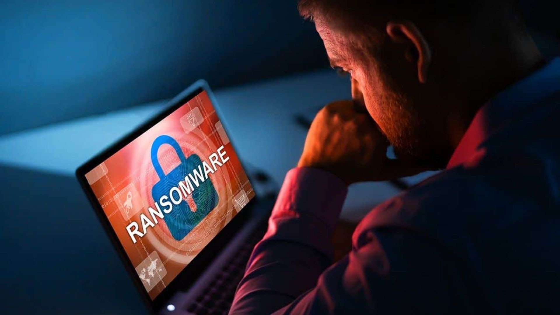 Person Staring Ransomware Computer